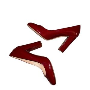J. Crew Red Patent Leather Round Toe Block Heels